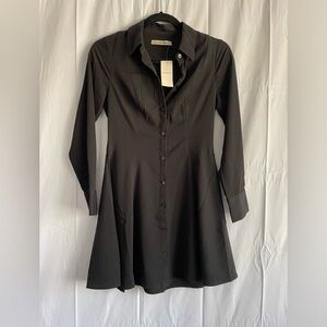 BLACK NWT Long-Sleeve Crepe Shirt Dress by Abercrombie and Fitch. XS P